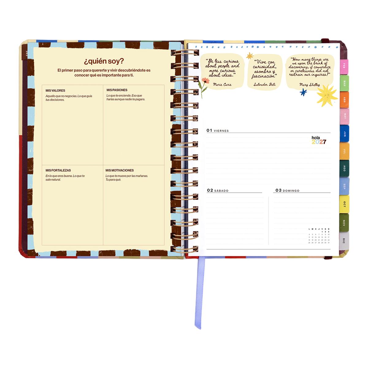 Agenda Anual 12 Meses 2027 168x220 mm Vista Semanal Copenhague UO Espanhol Multicolor-12