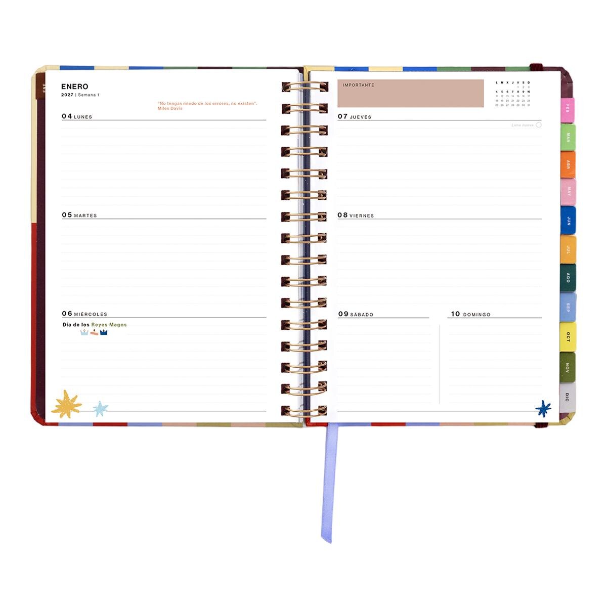 Agenda Anual 12 Meses 2027 168x220 mm Vista Semanal Copenhague UO Espanhol Multicolor-13