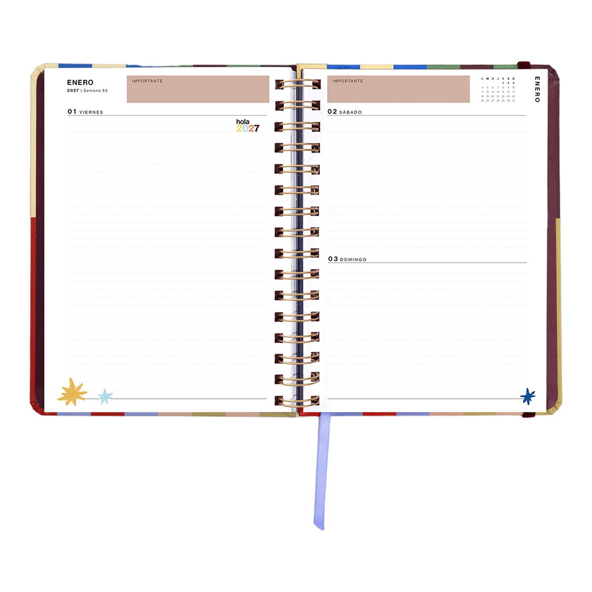 Agenda Anual 12 Meses 2027 168x220 mm 1 Dia por Página Copenhague UO Espanhol Multicolor-13