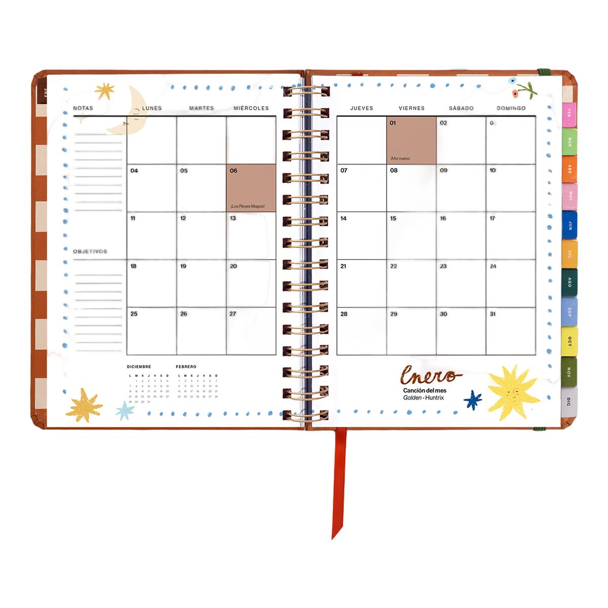 Agenda Anual 12 Meses 2027 168x220 mm Vista Semanal Sunset UO Espanhol Multicolor-12