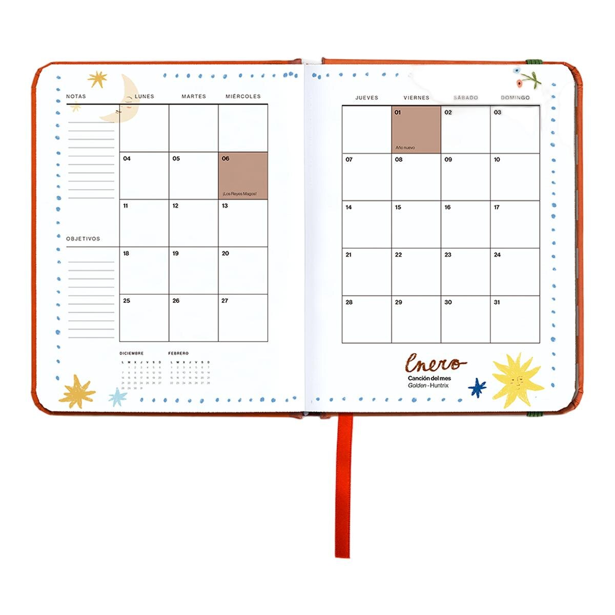 Agenda Anual 12 Meses 2027 128x154 mm Mini Vista Semanal Sunset UO Espanhol Multicolor-13