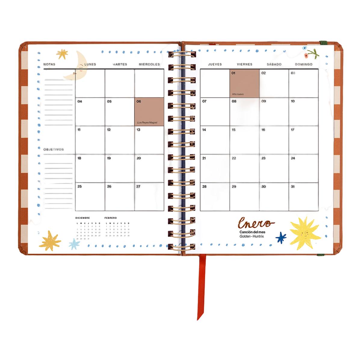 Agenda Anual 12 Meses 2027 168x220 mm 1 Dia por Página Sunset UO Espanhol Multicolor-12