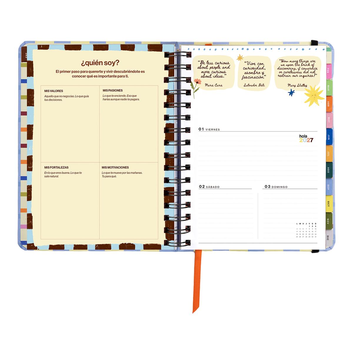 Agenda Anual 12 Meses 2027 168x220 mm Vista Semanal Opoagenda UO Espanhol Multicolor-9