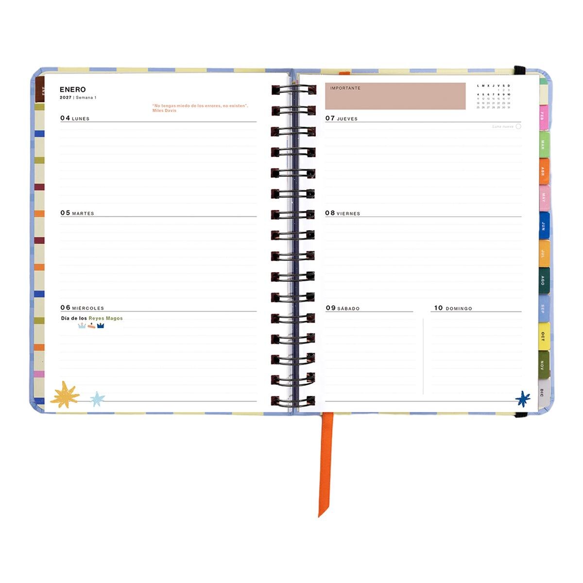 Agenda Anual 12 Meses 2027 168x220 mm Vista Semanal Opoagenda UO Espanhol Multicolor-10