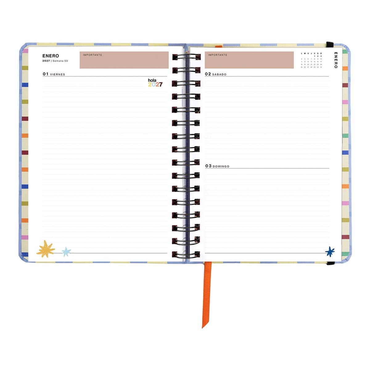 Agenda Anual 12 Meses 2027 168x220 mm 1 Dia por Página Opoagenda UO Espanhol Multicolor-10