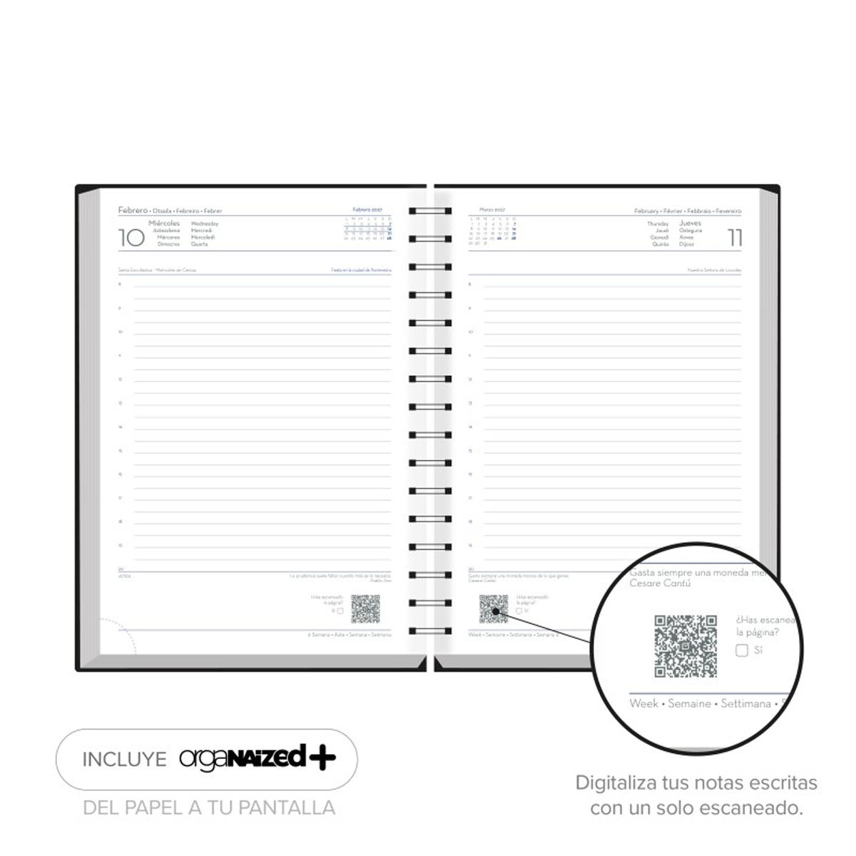 Agenda 2027 Dia 15x21 cm Wire'o Premium Deusto Verde Multilingüe Verde-3