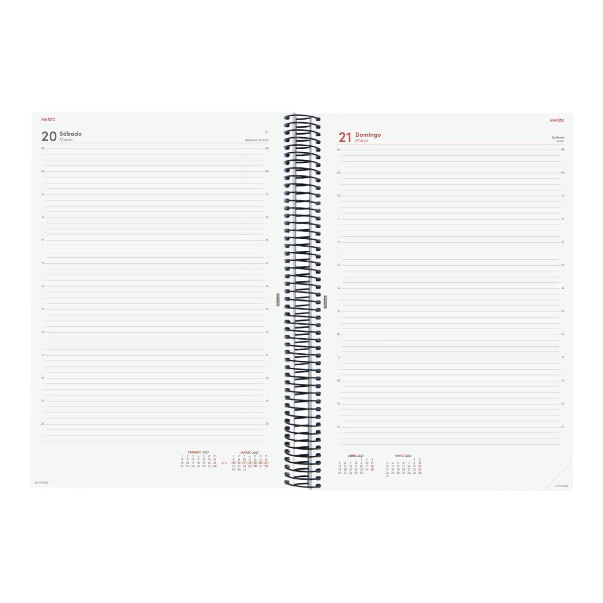 Agenda año 2027 Espiral Basics Opaque E40-210x297 mm 1 Día Página Finocam azul castellano Azul-5