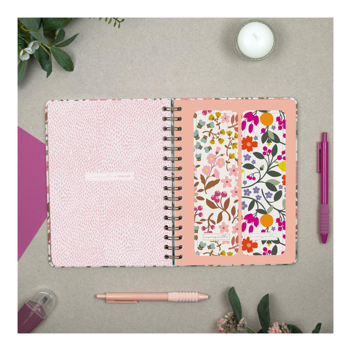 Agenda espiral doble año 2027 Moniquilla E10-155x212 mm Semana Vista Horizontal Finocam rosa castellano Rosa-6