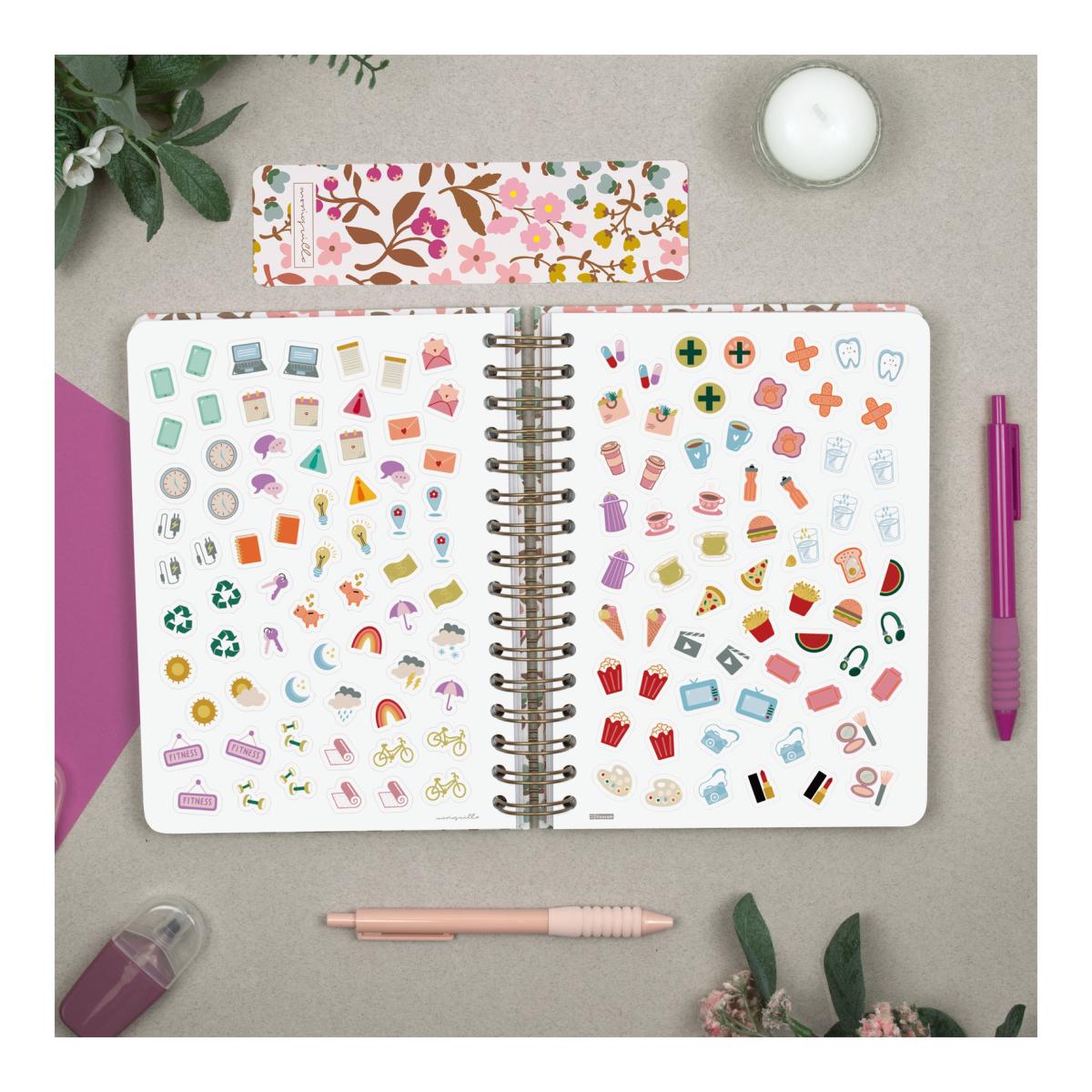 Agenda espiral doble año 2027 Moniquilla E10-155x212 mm 1 Día Página Finocam rosa castellano Rosa-5