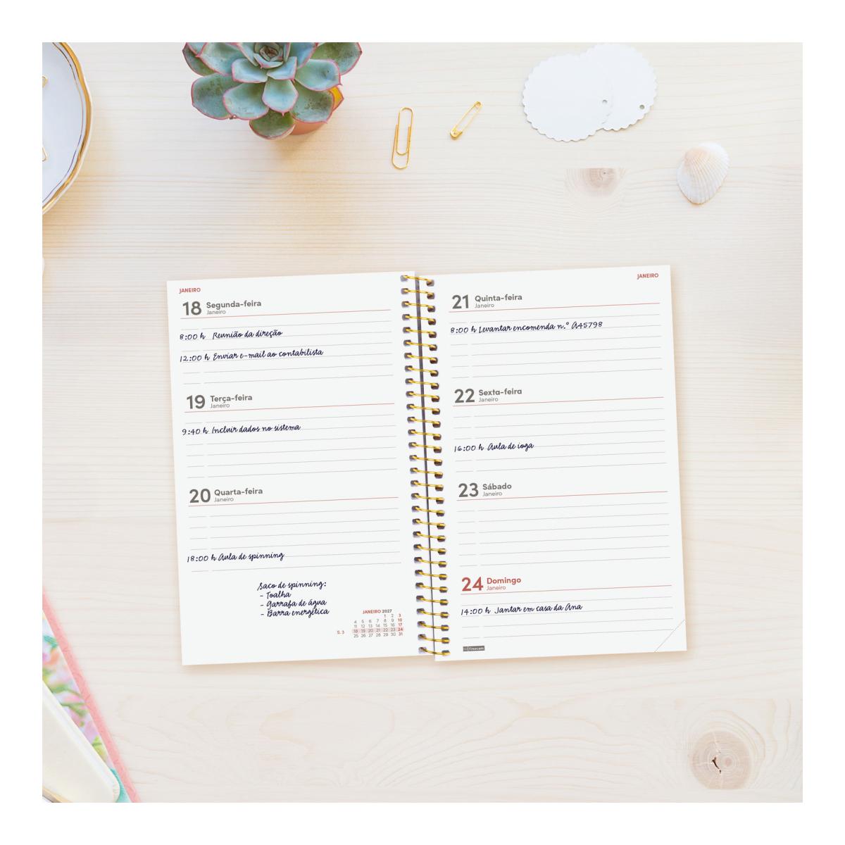 Agenda 2027 Espiral Beta E5-117x181 mm Semanal Horizontal Goldy Finocam Multicolor Português Multicolor-3