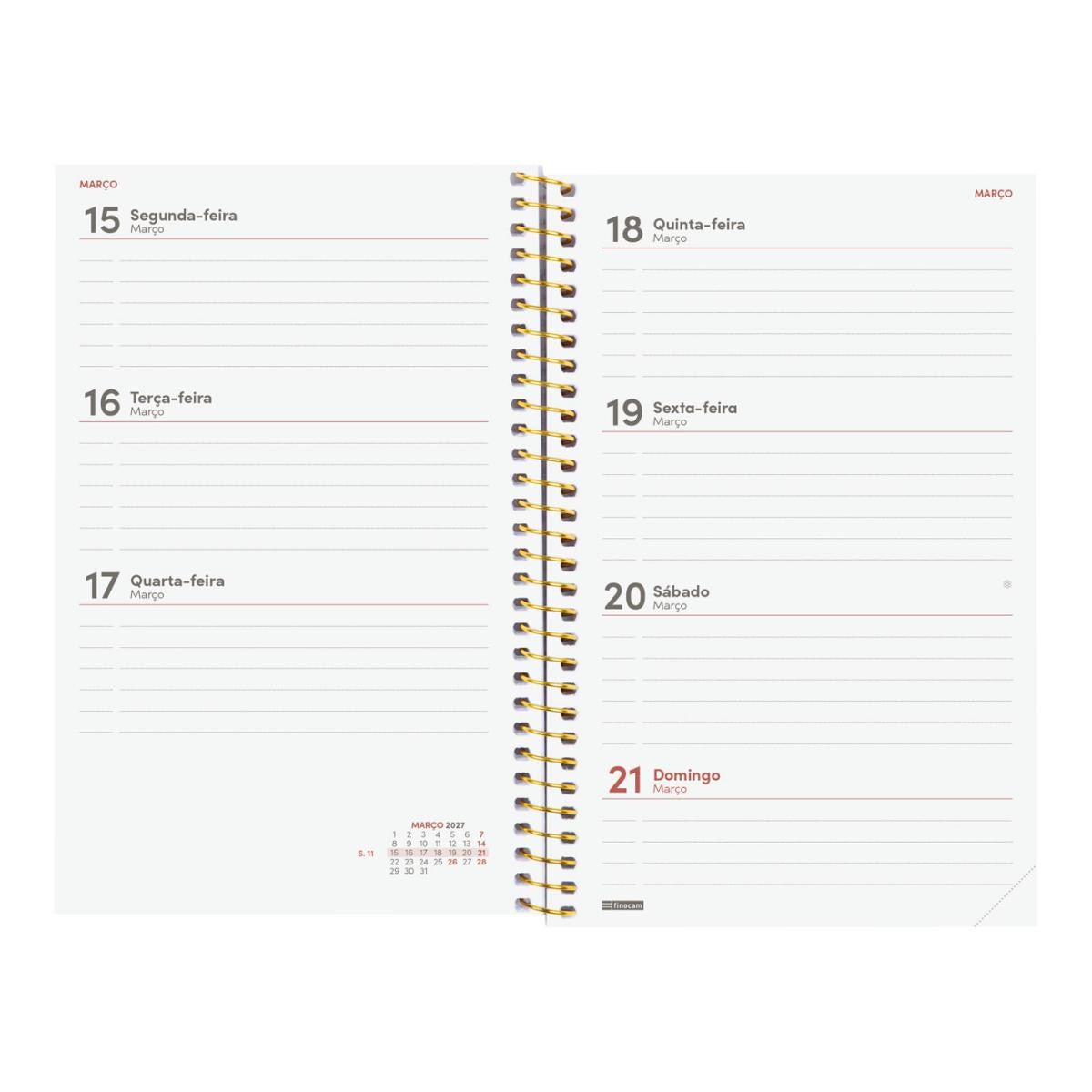 Agenda 2027 Espiral Beta E5-117x181 mm Semanal Horizontal Goldy Finocam Multicolor Português Multicolor-5