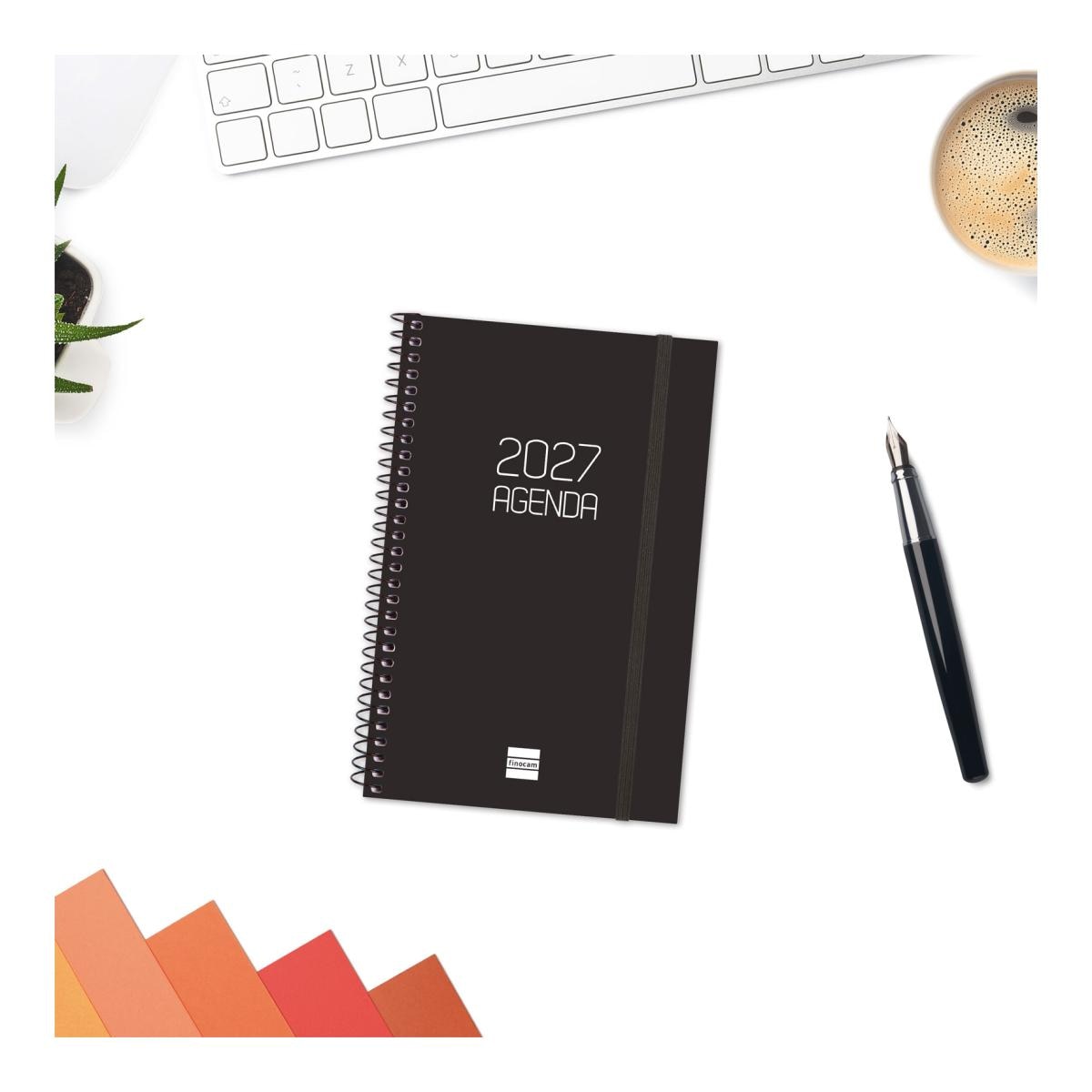 Agenda 2027 Espiral Beta E5-117x181 mm Semanal Horizontal Finocam Preto Português Preto-2