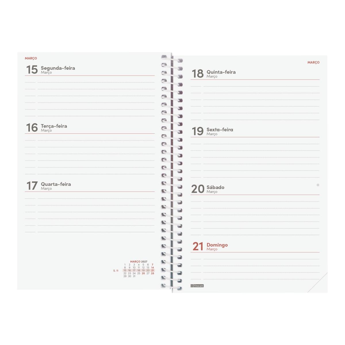 Agenda 2027 Espiral Beta E5-117x181 mm Semanal Horizontal Flora Finocam Multicolor Português Multicolor-5