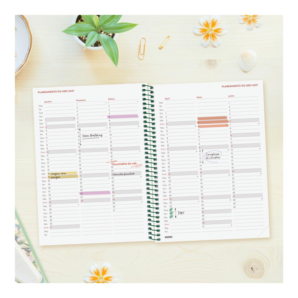 Agenda 2027 Espiral Beta E10-155x212 mm Semanal Horizontal Impossível Finocam Multicolor Português Multicolor-3