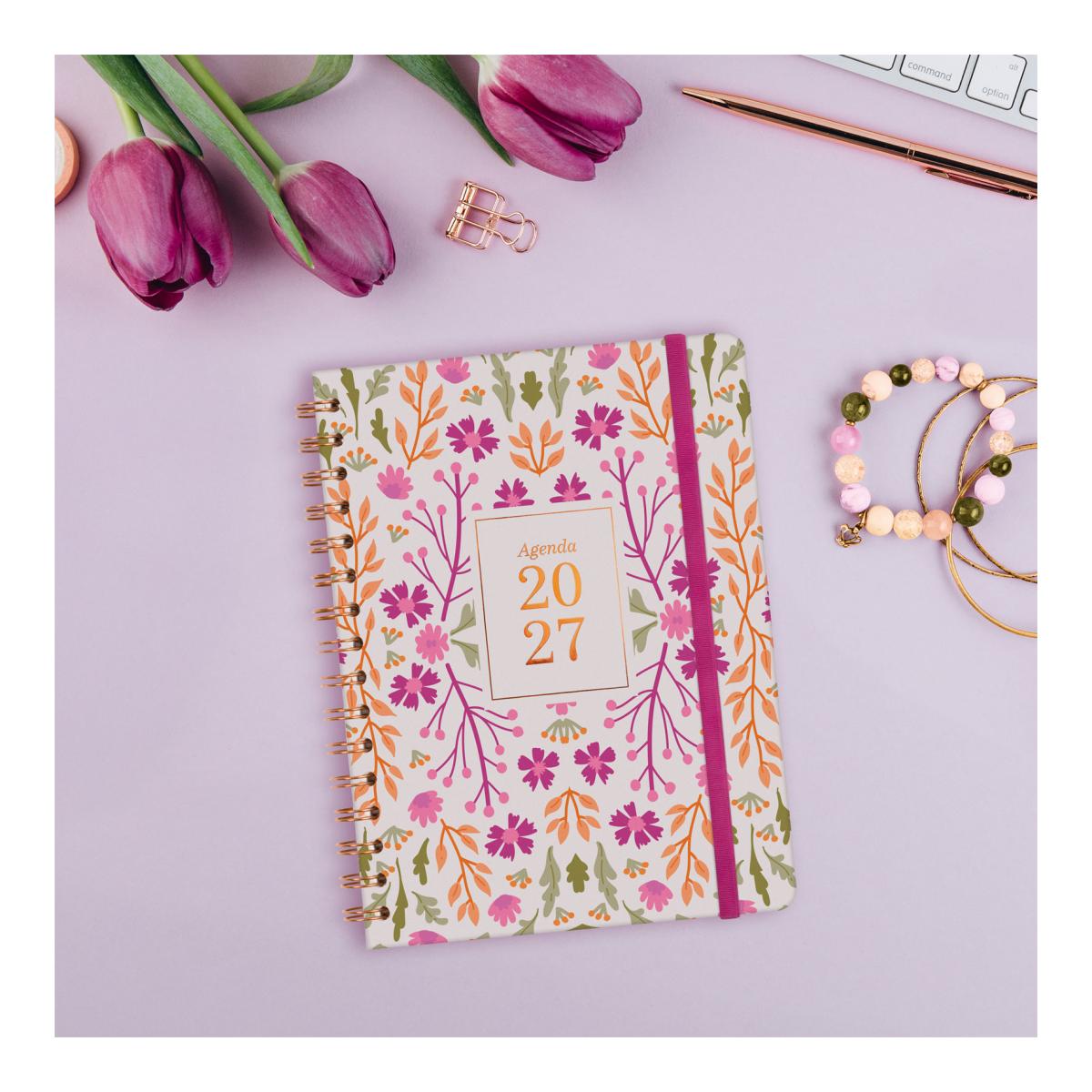 Agenda Espiral Dupla 2027 Trendy You E10-155x212 mm Semanal Vertical Folhas Finocam Multicolor Multilingue Multicolor-2