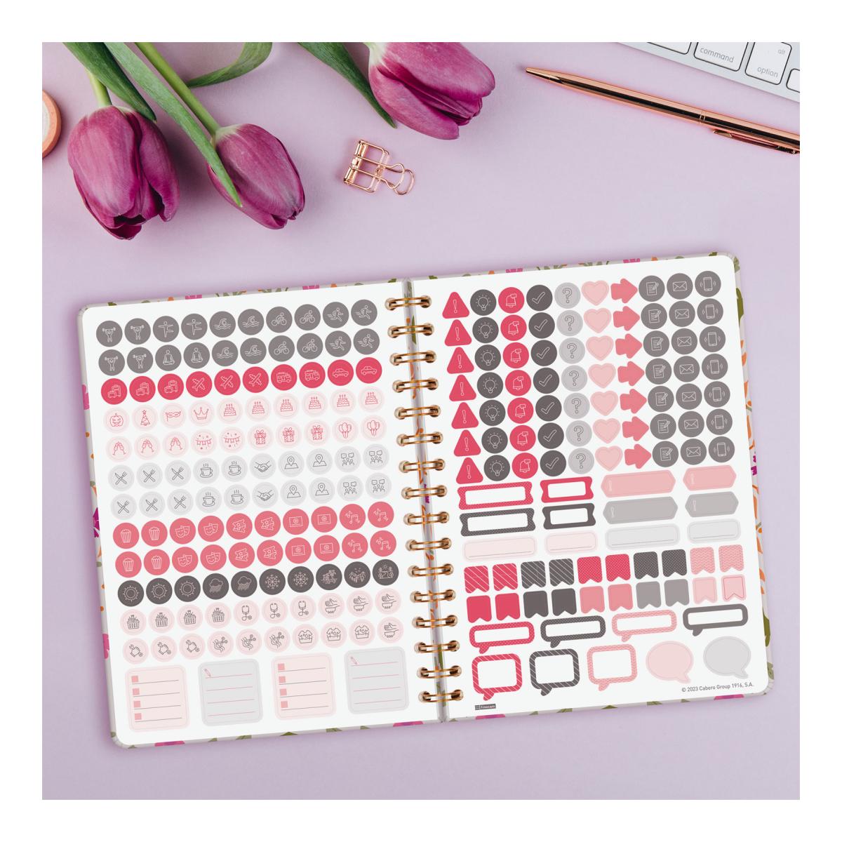 Agenda Espiral Dupla 2027 Trendy You E10-155x212 mm Semanal Vertical Folhas Finocam Multicolor Multilingue Multicolor-4