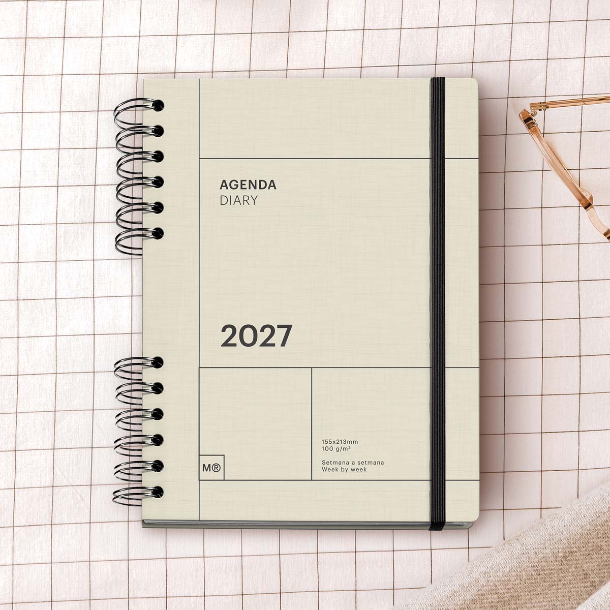 Agenda  Plus Wire-O Vista Semanal Catalão Cream 2027 Miquelrius Creme-9