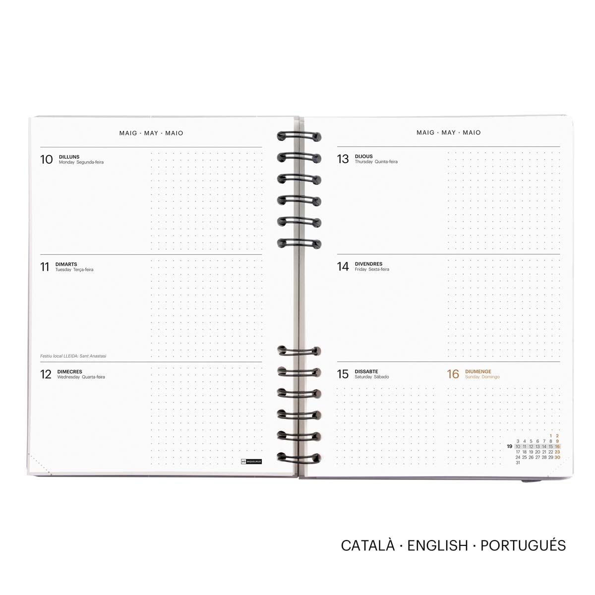 Agenda Plus Wire-O Semana Vista Catalán Marino Basics 2027 Miquelrius Azul marino-2