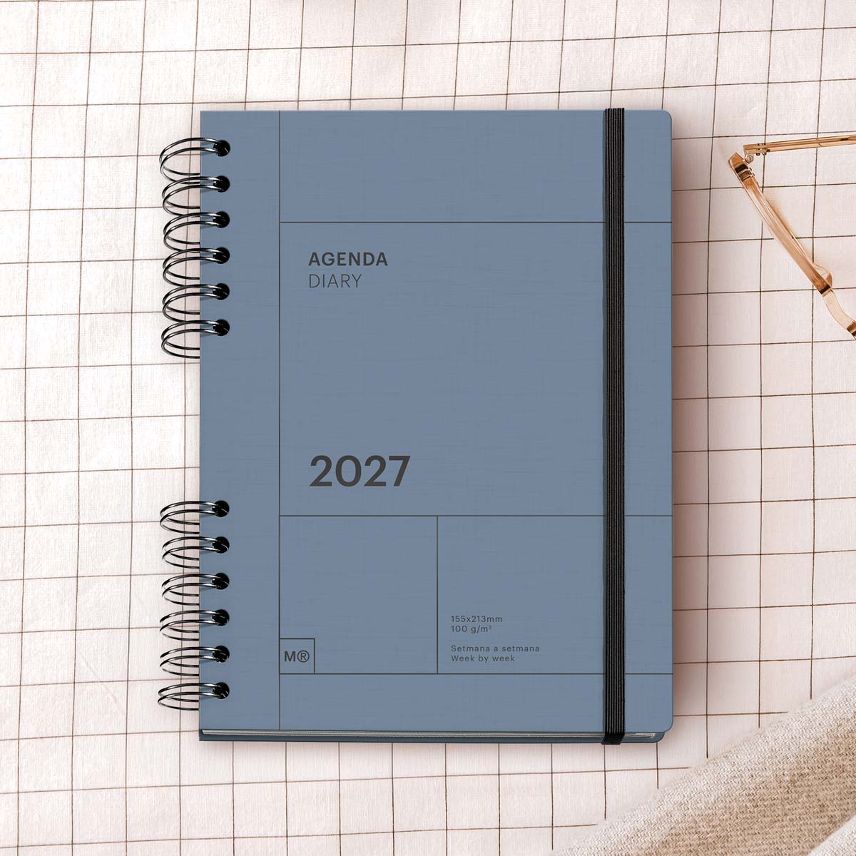 Agenda Plus Wire-O Semana Vista Catalán Marino Basics 2027 Miquelrius Azul marino-9