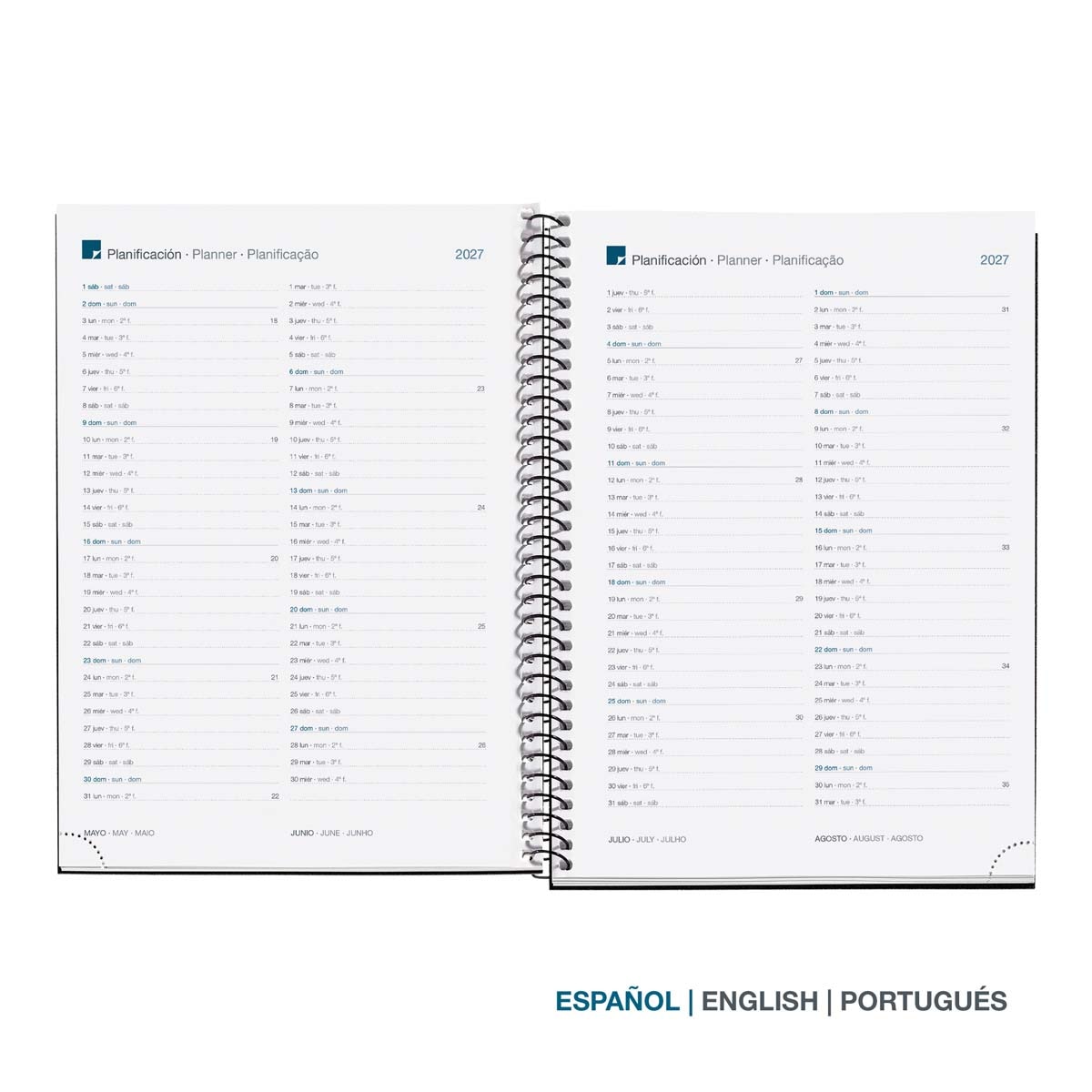 Agenda Espiral Plus Semana Vista Calm Aqua 2027 Miquelrius Azul Cielo-3