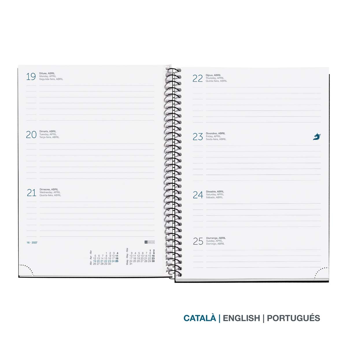 Agenda Espiral Plus Semana Vista Catalán Calm Aqua 2027 Miquelrius Azul Cielo-2