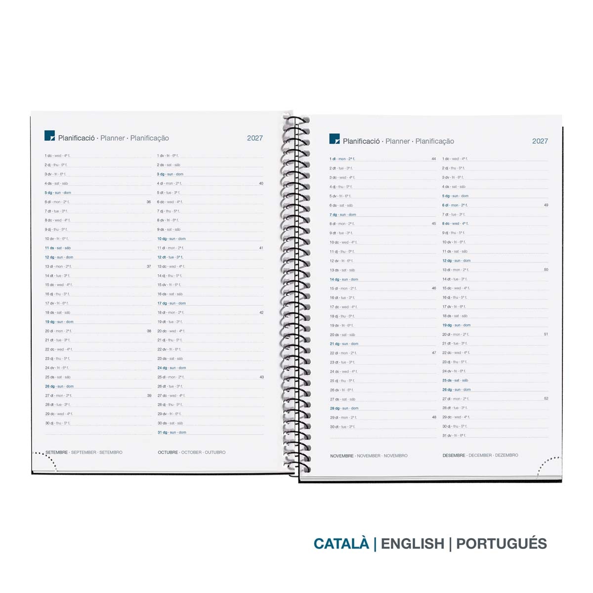 Agenda Espiral Plus Semana Vista Catalán Calm Aqua 2027 Miquelrius Azul Cielo-3