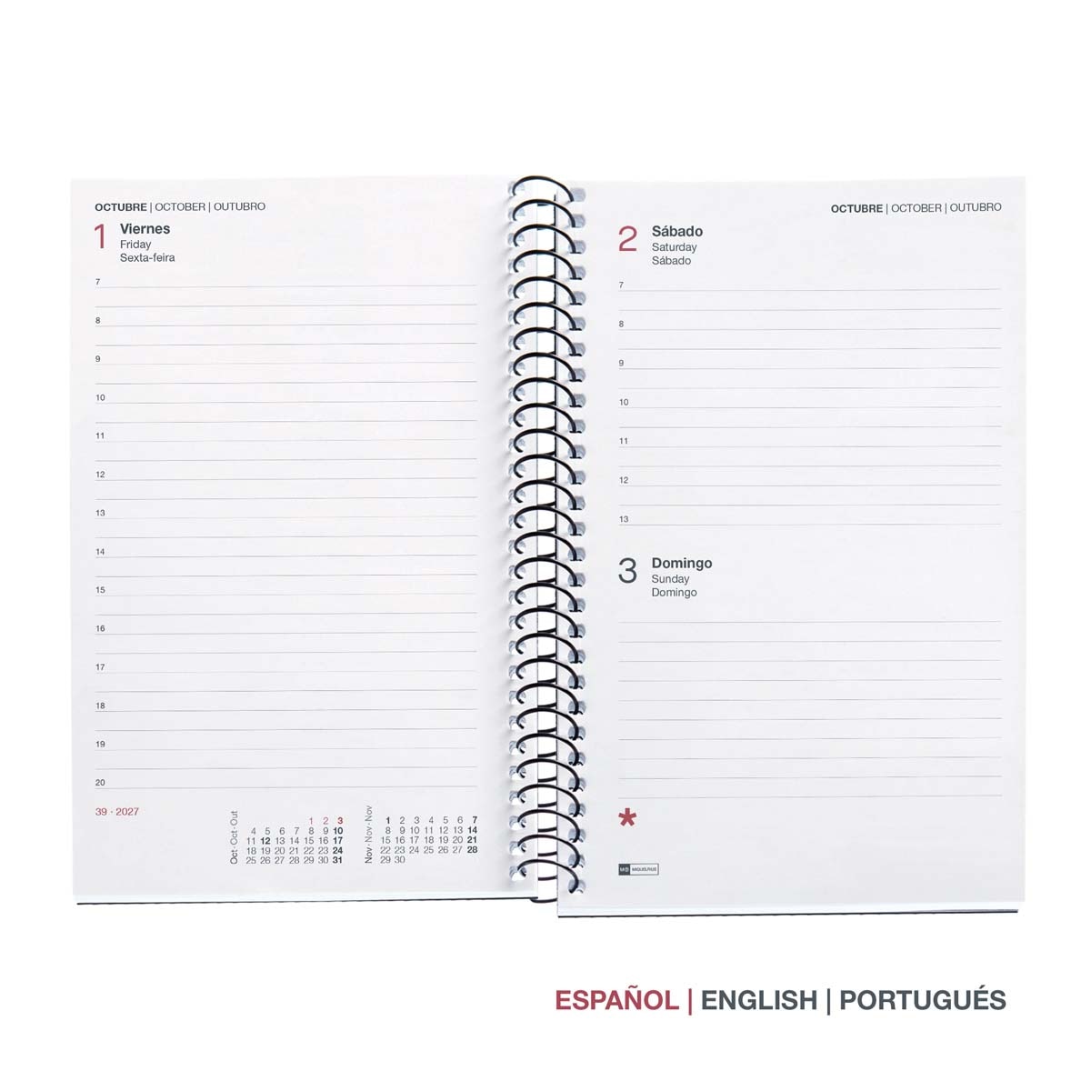 Agenda Espiral Activa 1 día por página Polipropileno City Negro 2027 Miquelrius Negro-2