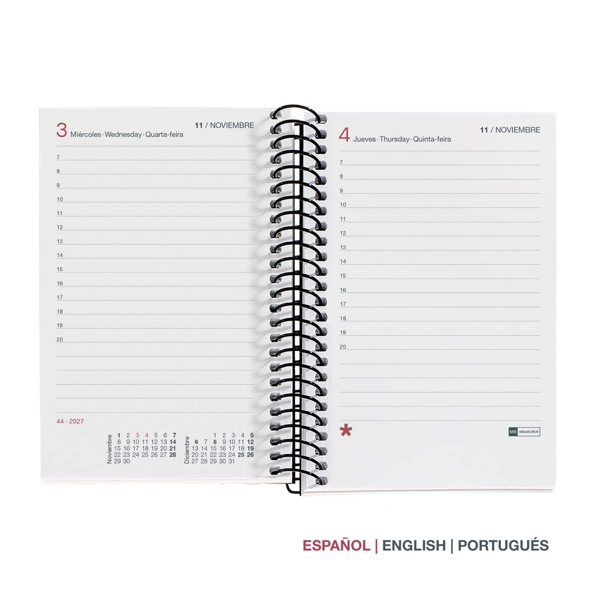 Agenda Espiral Caddy 1 día por página Polipropileno City Negro 2027 Miquelrius Negro-2
