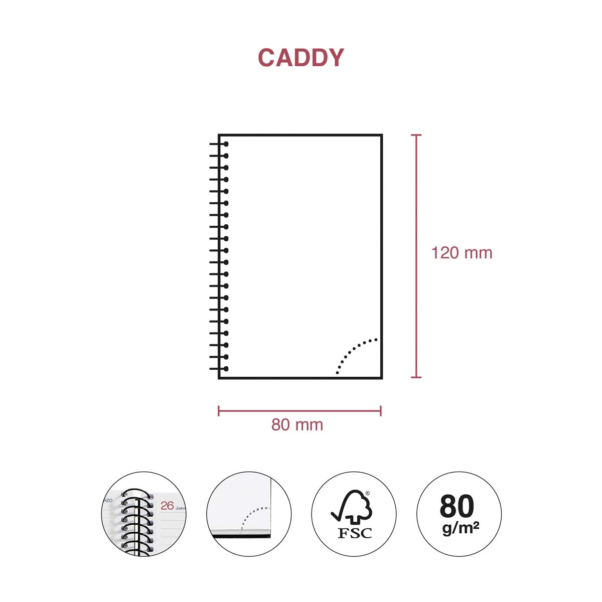 Agenda Espiral Caddy 1 día por página Polipropileno City Negro 2027 Miquelrius Negro-5