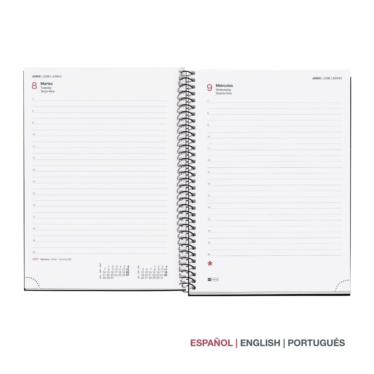 Agenda Espiral Plus 1 día por página Polipropileno City Negro 2027 Miquelrius Negro-2