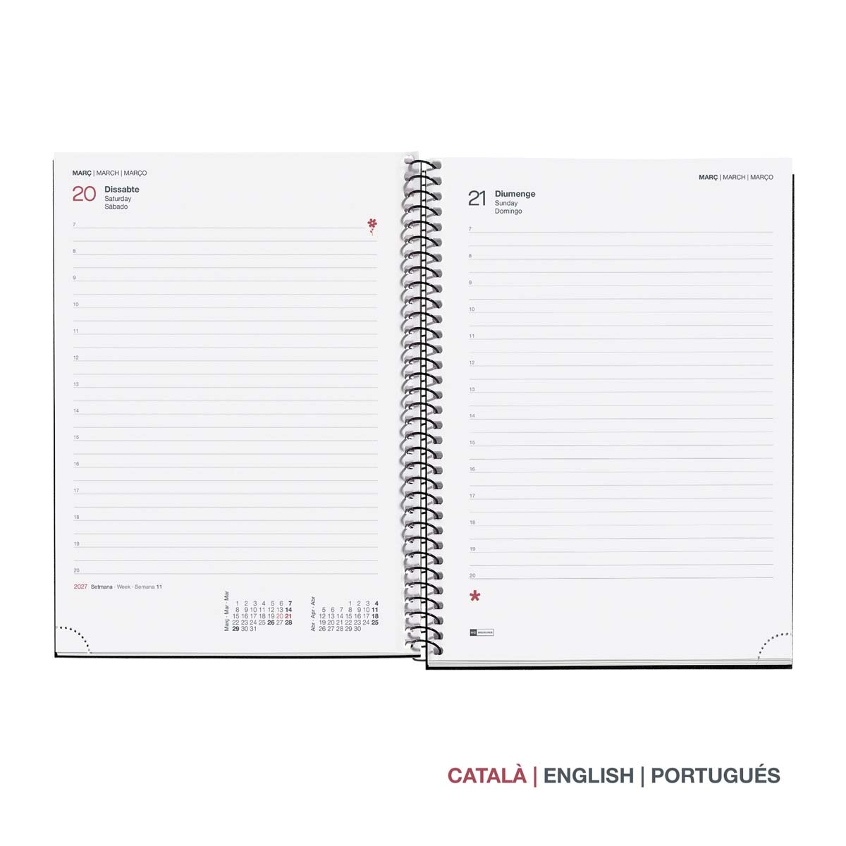 Agenda Espiral Plus 1 día por página Catalán Reciclada Dark Blue 2027 Miquelrius Azul marino-2