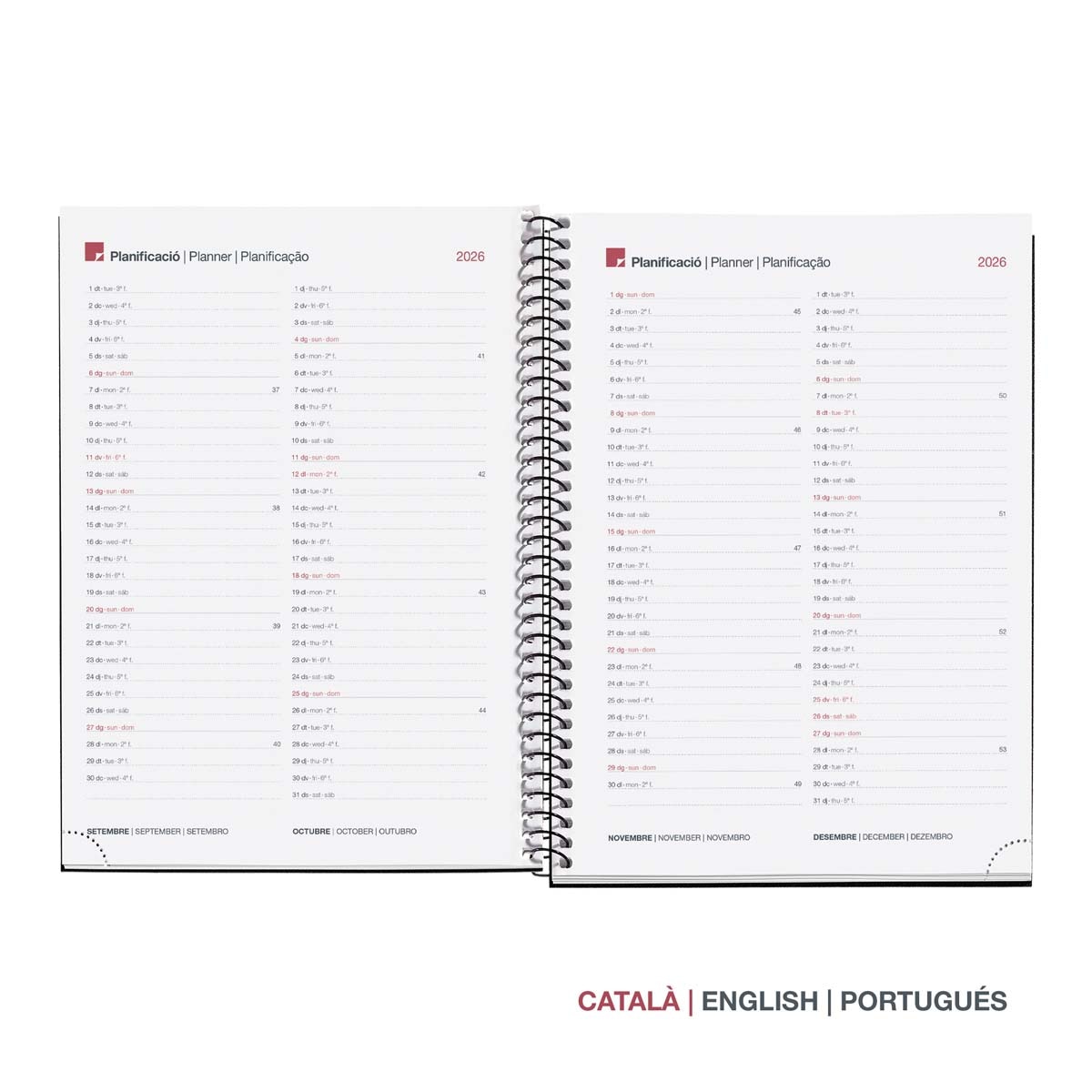 Agenda Espiral Plus Semana Vista Catalán Reciclada Dark Blue 2027 Miquelrius Azul marino-3