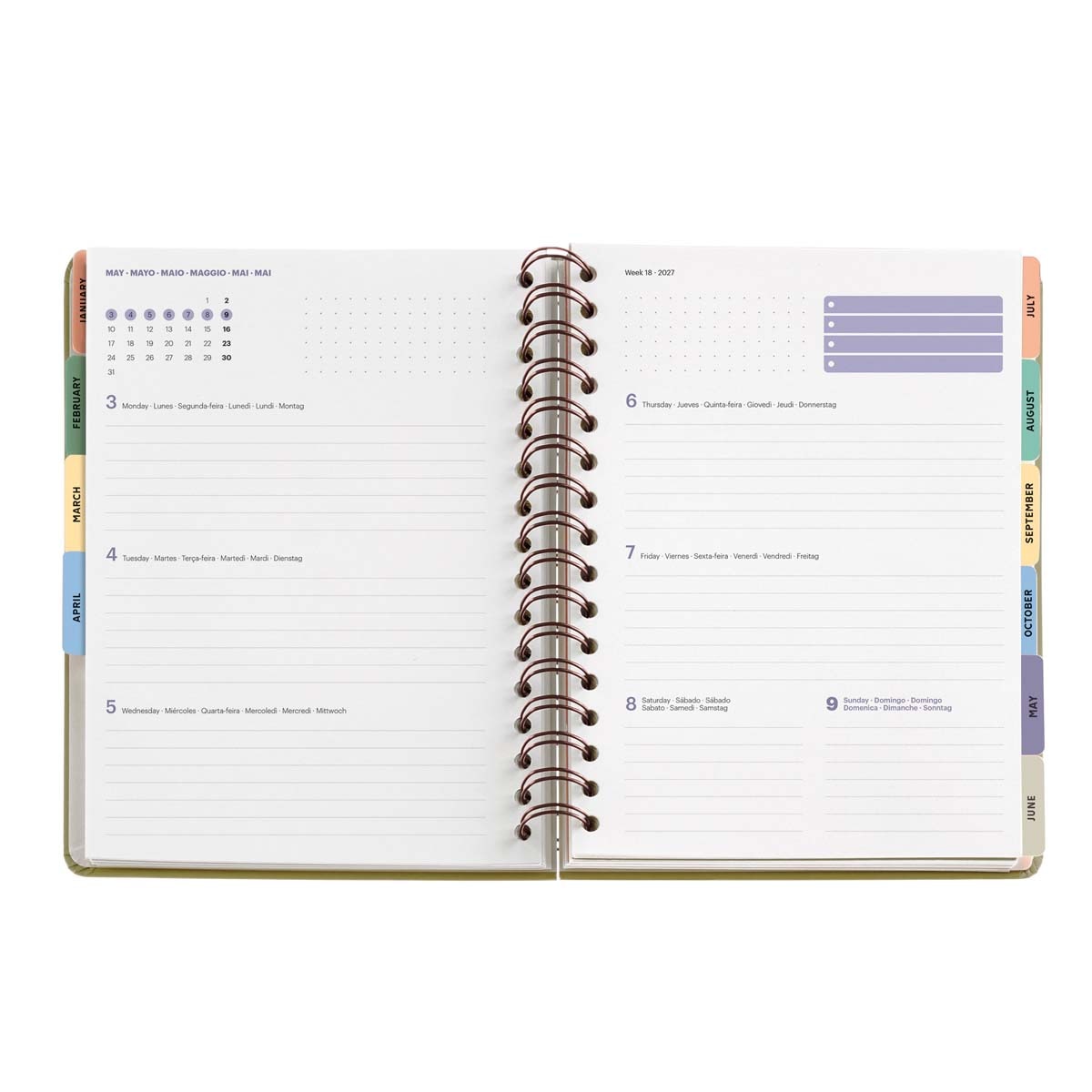 Agenda Plus Wire-O Vista Semanal Cream Liberty 2027 Miquelrius Multicolor-2
