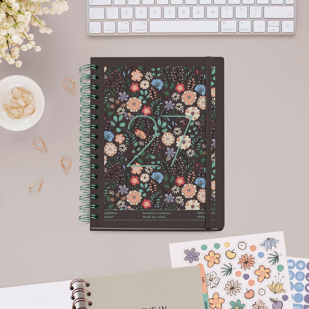 Agenda Plus Wire-O Vista Semana Brown Liberty 2027 Miquelrius Multicolor-11