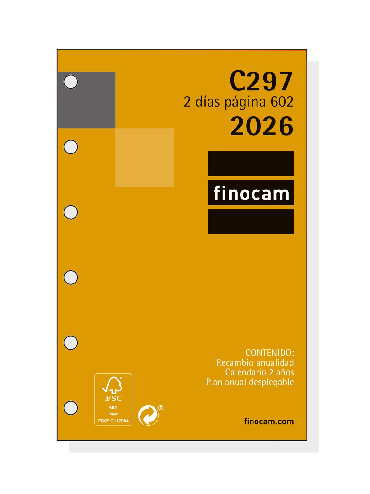 Recambio anual año 2026 Classic C297 602-73x114 mm 2 Días Página Finocam castellano 1