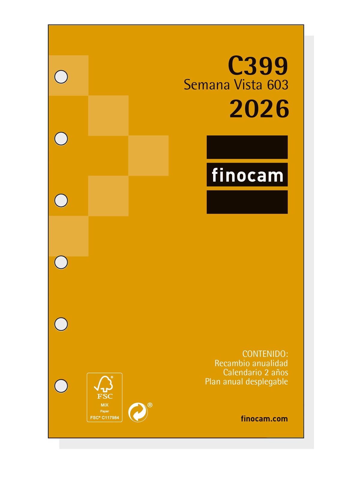 Imagen 0 de Recambio anual año 2026 Classic C399 603-79x127 mm Semana Vista Horizontal Finocam castellano