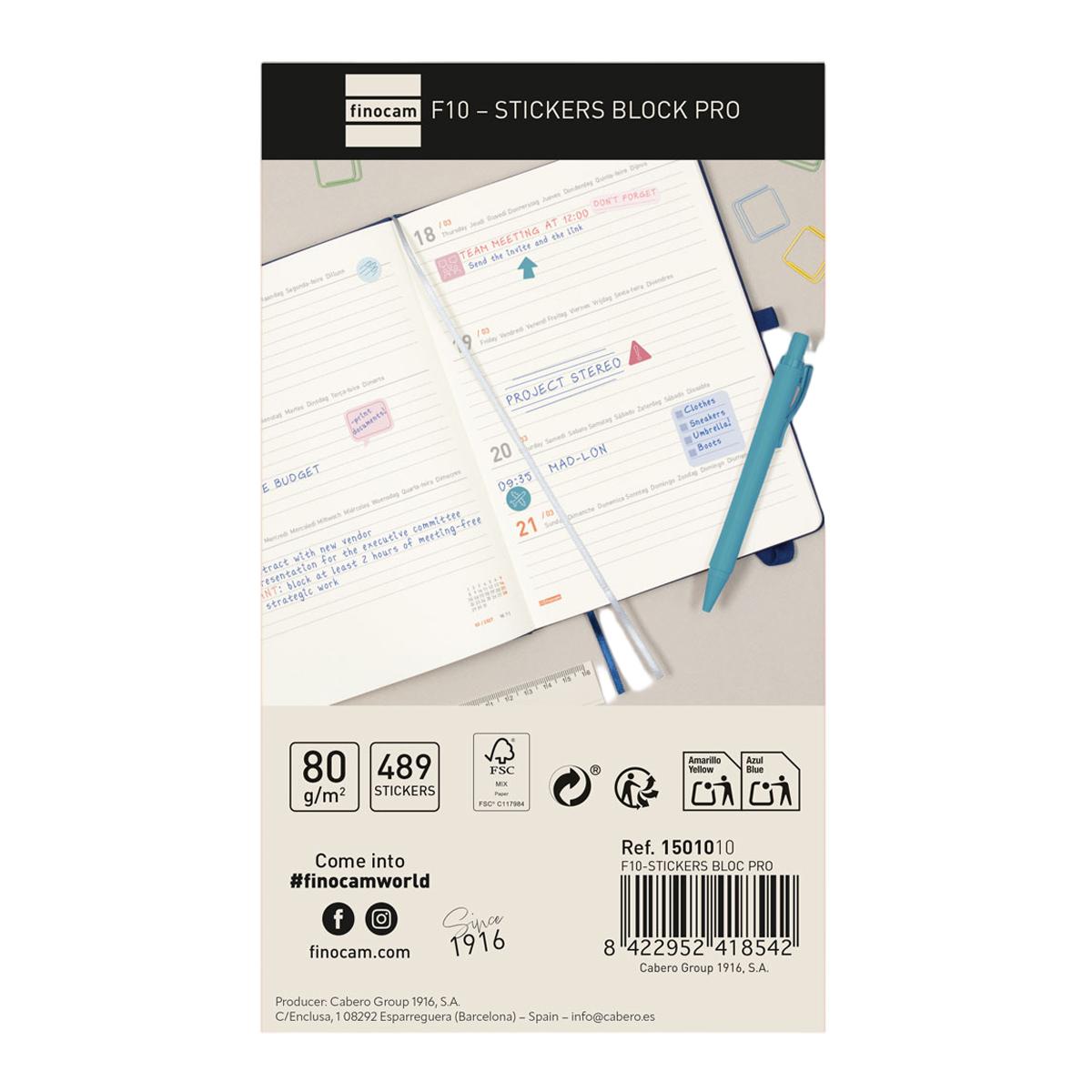 Accesorio organización personal Pro F10-Bloc de pegatinas 90x155 mm 90x155 mm Finocam 4