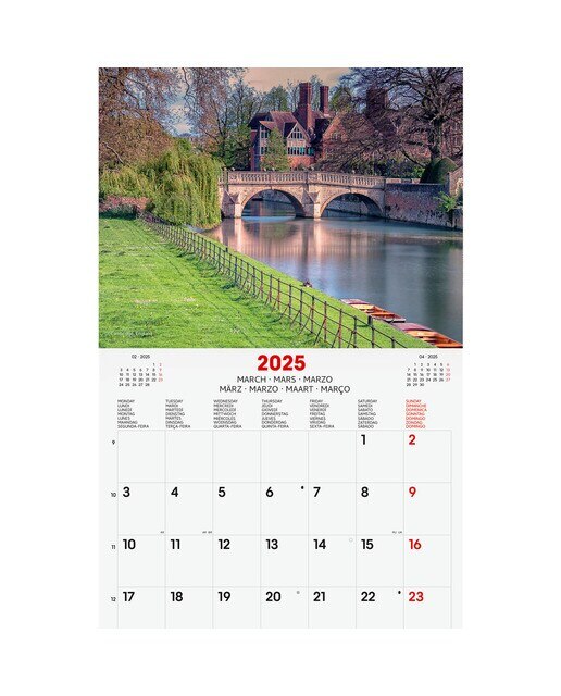 Calendario parede ano 2025 Imagens 180x180 mm Charming Finocam internacional multilingue Multicolor-3