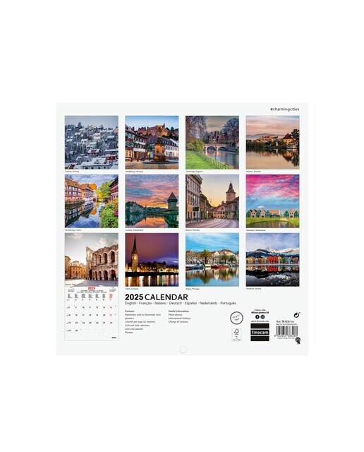 Calendario parede ano 2025 Imagens 180x180 mm Charming Finocam internacional multilingue Multicolor-4