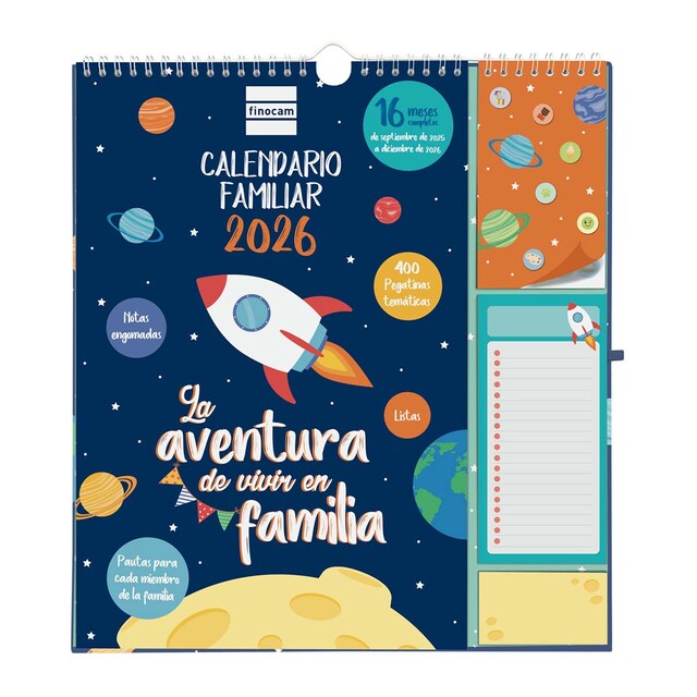 Imagen 0 de Calendario 16 meses pared septiembre 2025-diciembre 2026 Plus familiar 215x325 mm Finocam