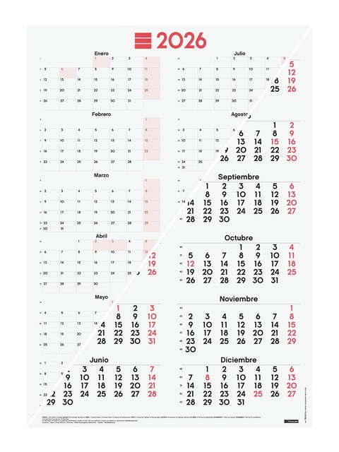 Imagen 0 de Póster Calendario Mixto año 2026 Neutro 485x680 mm Año Vista Finocam castellano