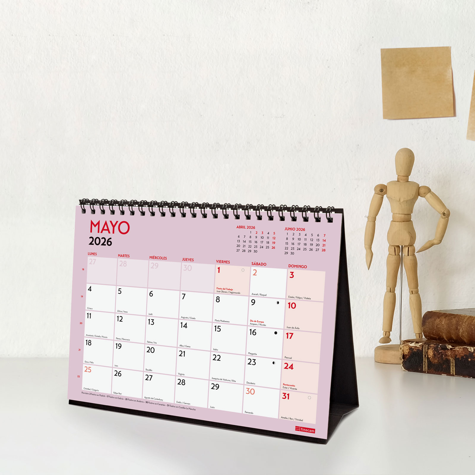 Calendario sobremesa año 2026 Grafik S-210x150 mm Mes Vista Finocam castellano Multicolor-2