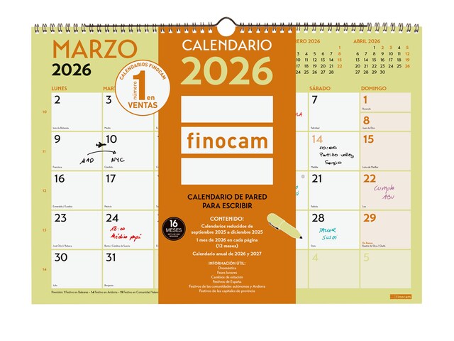 Imagen 0 de Calendario pared año 2026 Grafik A3 - 420x297 mm Mes Vista Finocam castellano