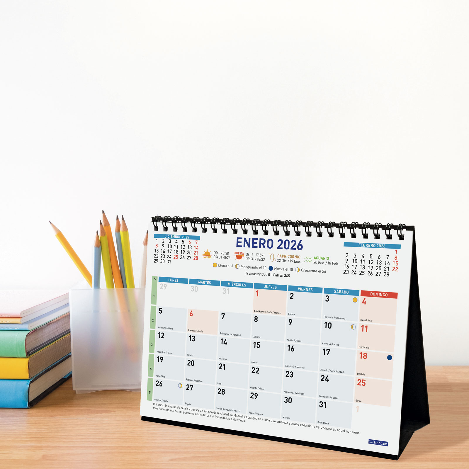 Calendario sobremesa año 2026 Trendy Color escribir S-210x150 mm Mes Vista Finocam castellano Multicolor-2