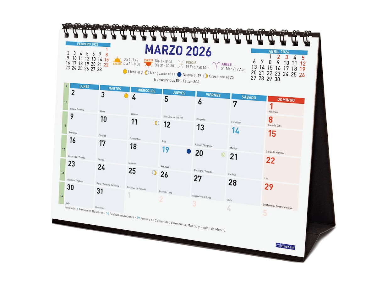 Calendario sobremesa año 2026 Trendy Color escribir S-210x150 mm Mes Vista Finocam castellano Multicolor-3