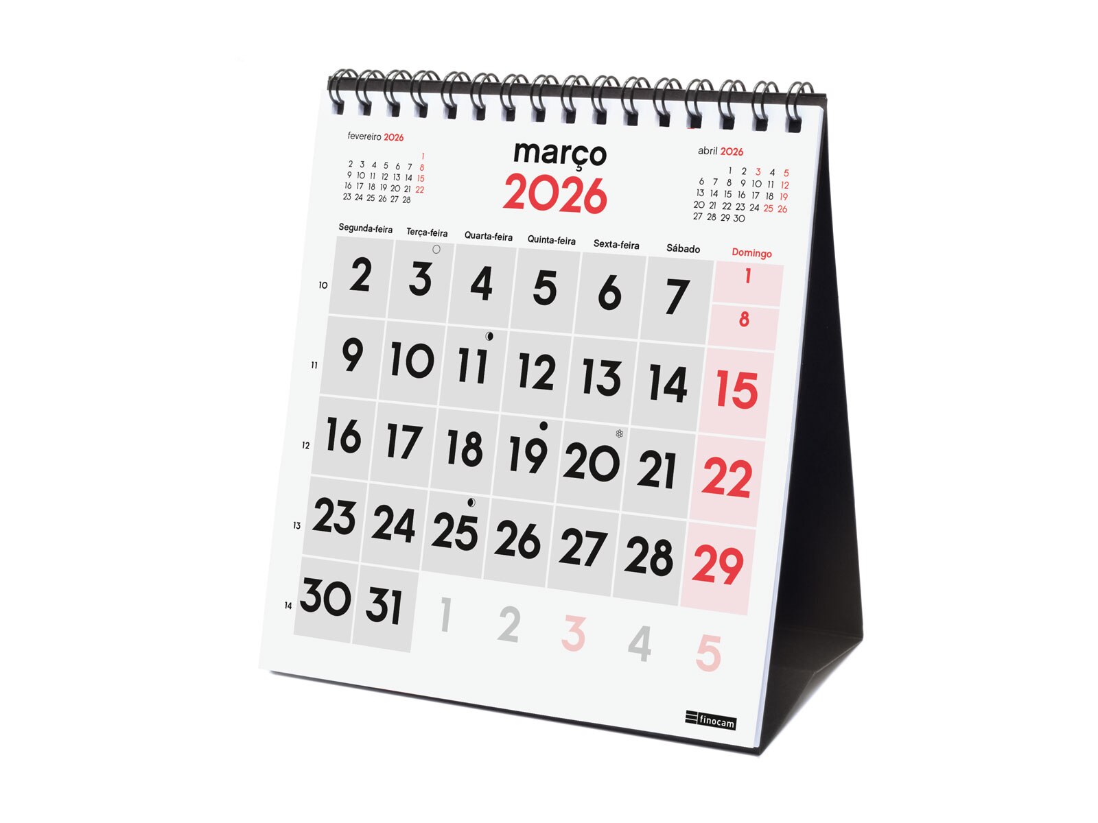 Calendario sobremesa año 2026 Neutro números grandes XS-140x150 mm Mes Vista Finocam portugués Multicolor-3