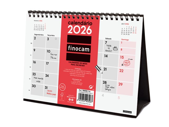 Imagen 0 de Calendario sobremesa año 2026 Neutro escribir S-210x150 mm Mes Vista Finocam portugués