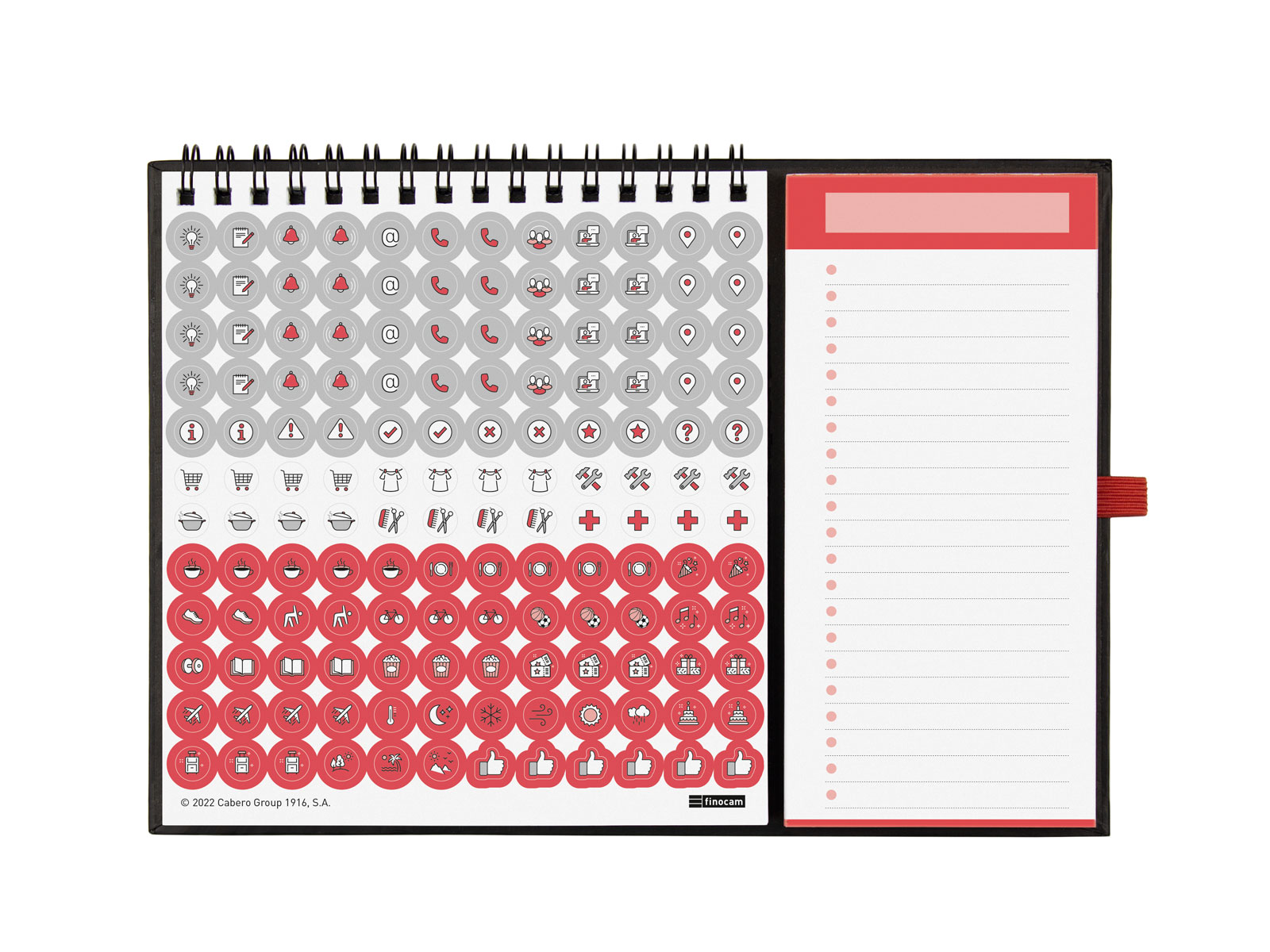 Calendario pared espiral con imán y bloc notas año 2026 Neutro XS-140x150 mm Mes Vista Finocam portugués Multicolor-4