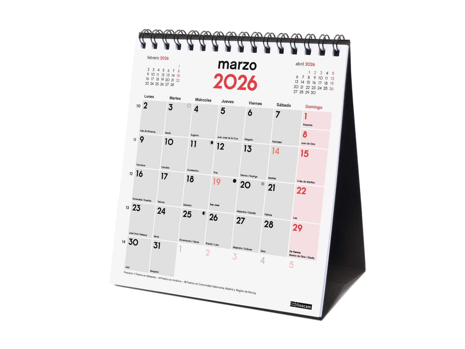 Calendario sobremesa año 2026 Neutro escribir XS-140x150 mm Mes Vista Finocam castellano Multicolor-3