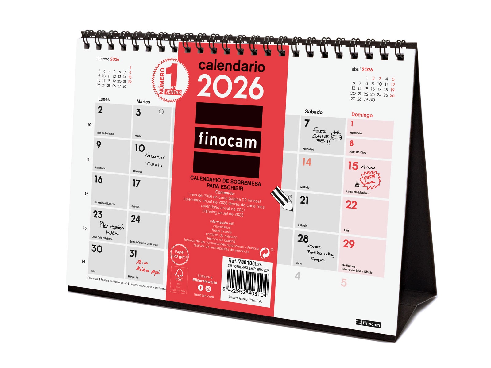 Imagen 0 de Calendario sobremesa año 2026 Neutro escribir S-210x150 mm Mes Vista Finocam castellano